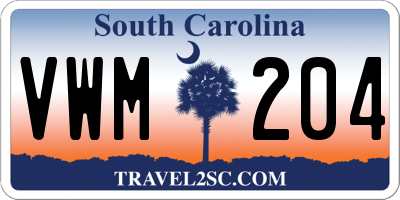 SC license plate VWM204