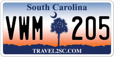 SC license plate VWM205