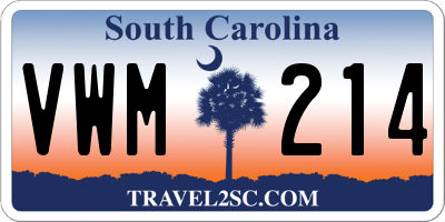 SC license plate VWM214