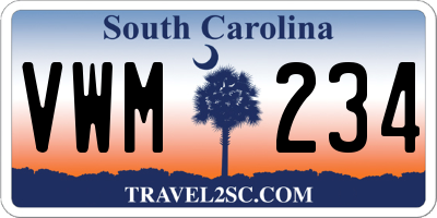 SC license plate VWM234