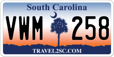 SC license plate VWM258