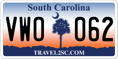SC license plate VWO062