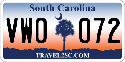 SC license plate VWO072