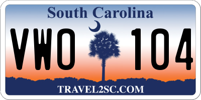 SC license plate VWO104