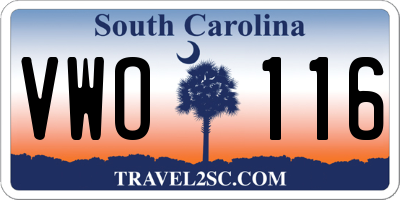 SC license plate VWO116