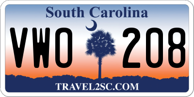 SC license plate VWO208