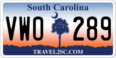 SC license plate VWO289
