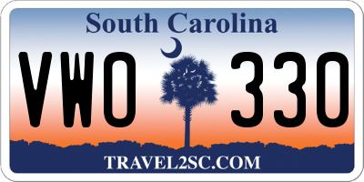 SC license plate VWO330