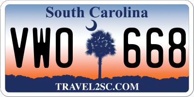 SC license plate VWO668