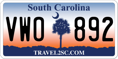SC license plate VWO892