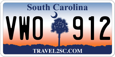 SC license plate VWO912