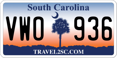 SC license plate VWO936