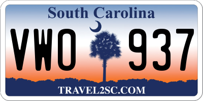 SC license plate VWO937