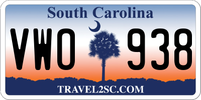 SC license plate VWO938