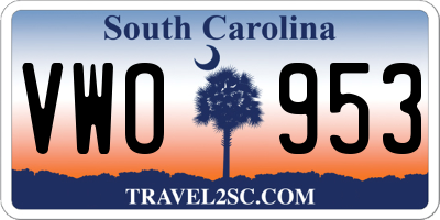 SC license plate VWO953