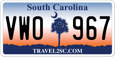 SC license plate VWO967