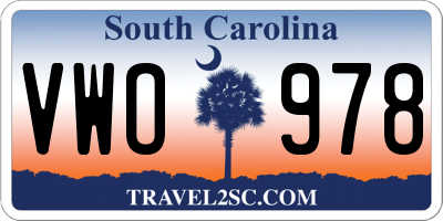 SC license plate VWO978