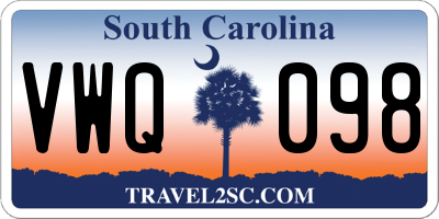 SC license plate VWQ098
