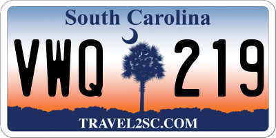 SC license plate VWQ219