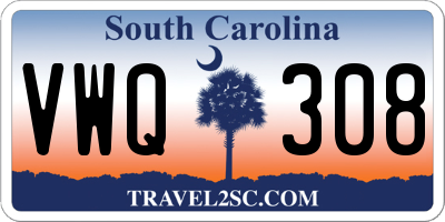 SC license plate VWQ308