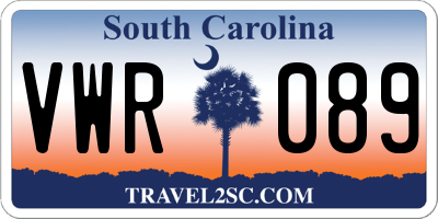 SC license plate VWR089