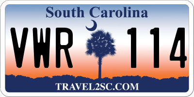 SC license plate VWR114