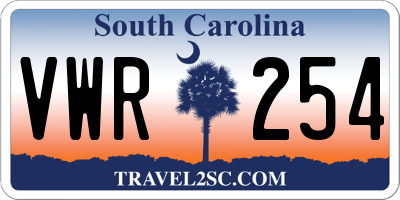 SC license plate VWR254
