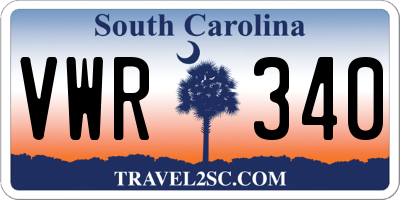 SC license plate VWR340