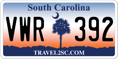 SC license plate VWR392