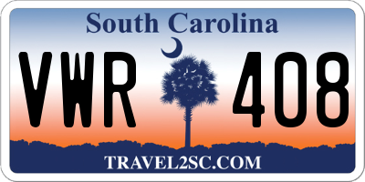 SC license plate VWR408