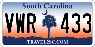 SC license plate VWR433