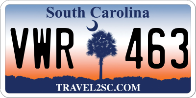 SC license plate VWR463