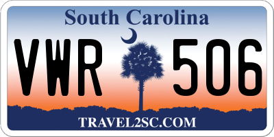 SC license plate VWR506