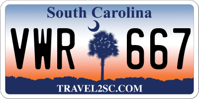 SC license plate VWR667