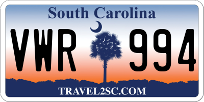 SC license plate VWR994
