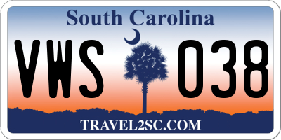 SC license plate VWS038