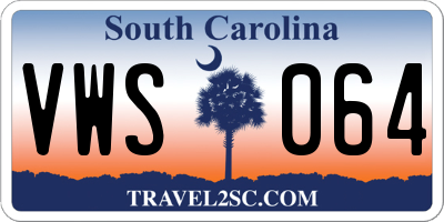 SC license plate VWS064