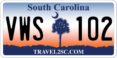 SC license plate VWS102