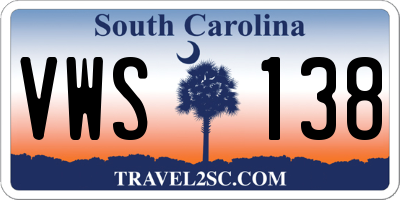 SC license plate VWS138