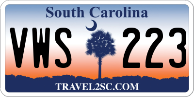 SC license plate VWS223