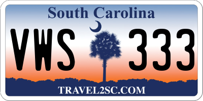 SC license plate VWS333