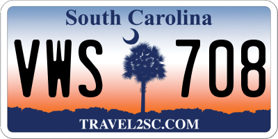 SC license plate VWS708