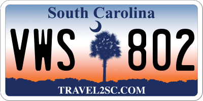 SC license plate VWS802