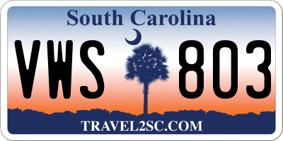SC license plate VWS803