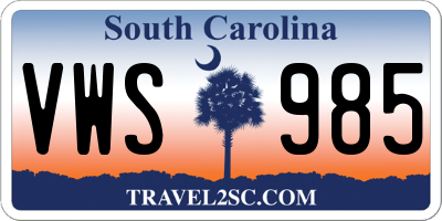 SC license plate VWS985