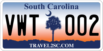 SC license plate VWT002