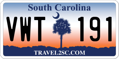 SC license plate VWT191