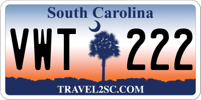 SC license plate VWT222