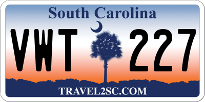 SC license plate VWT227