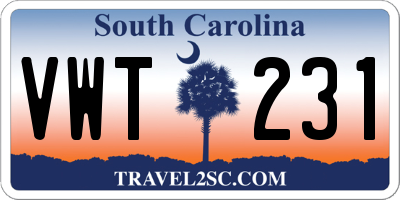 SC license plate VWT231